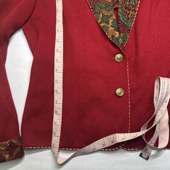 Vintage R&K Originals Red Blazer Paisley Lined Gold Buttons Size 10 Women's - Picture 9 of 9